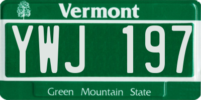 VT license plate YWJ197