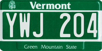 VT license plate YWJ204