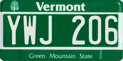 VT license plate YWJ206
