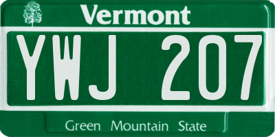 VT license plate YWJ207