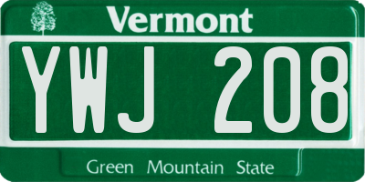 VT license plate YWJ208