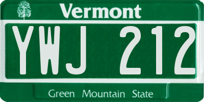 VT license plate YWJ212