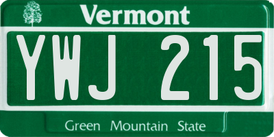 VT license plate YWJ215