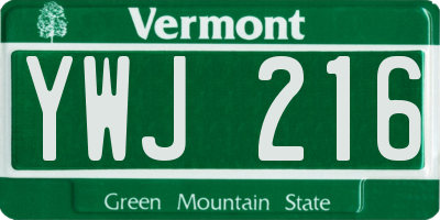 VT license plate YWJ216