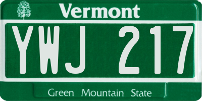 VT license plate YWJ217