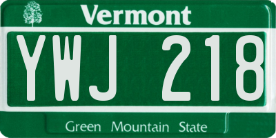 VT license plate YWJ218