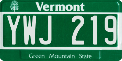 VT license plate YWJ219