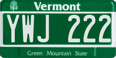 VT license plate YWJ222