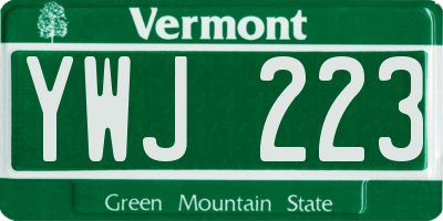 VT license plate YWJ223