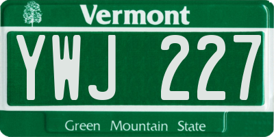 VT license plate YWJ227