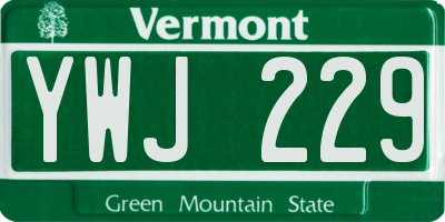 VT license plate YWJ229