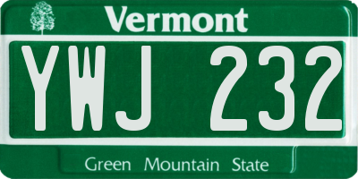 VT license plate YWJ232