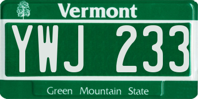 VT license plate YWJ233