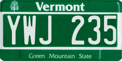 VT license plate YWJ235