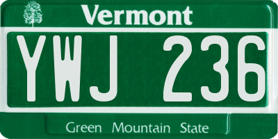 VT license plate YWJ236
