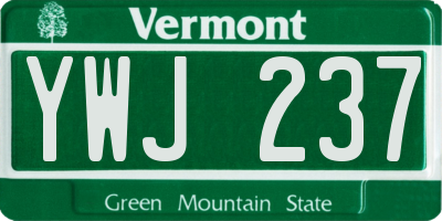 VT license plate YWJ237