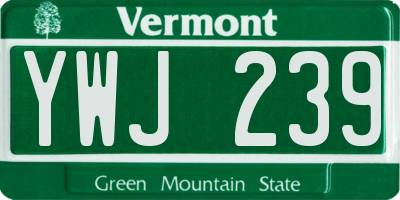 VT license plate YWJ239