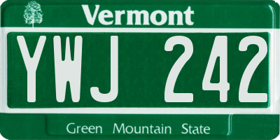 VT license plate YWJ242