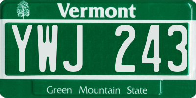 VT license plate YWJ243