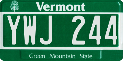 VT license plate YWJ244