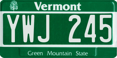 VT license plate YWJ245