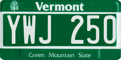 VT license plate YWJ250