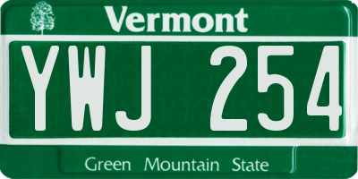 VT license plate YWJ254