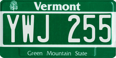 VT license plate YWJ255
