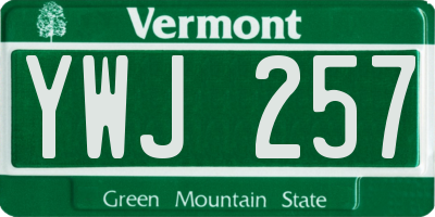 VT license plate YWJ257