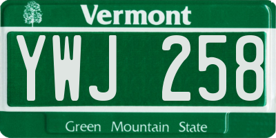 VT license plate YWJ258