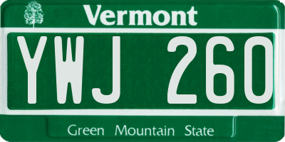VT license plate YWJ260