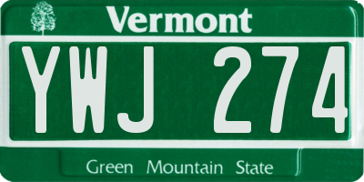 VT license plate YWJ274