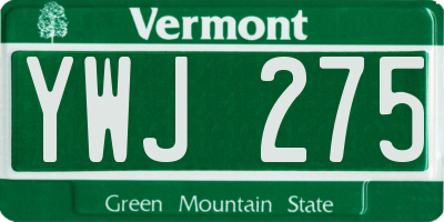 VT license plate YWJ275