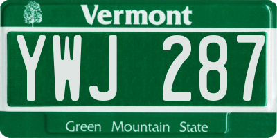 VT license plate YWJ287