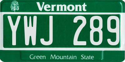 VT license plate YWJ289