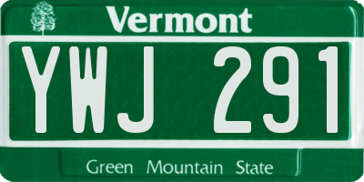 VT license plate YWJ291