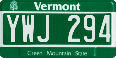VT license plate YWJ294