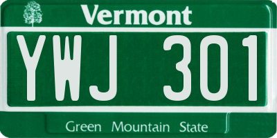 VT license plate YWJ301