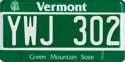 VT license plate YWJ302