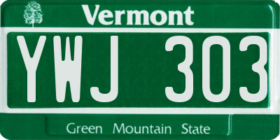 VT license plate YWJ303