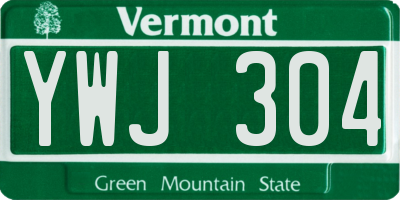 VT license plate YWJ304