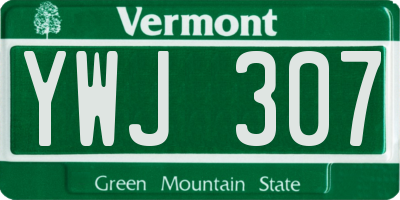 VT license plate YWJ307