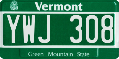 VT license plate YWJ308