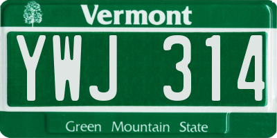 VT license plate YWJ314