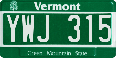 VT license plate YWJ315