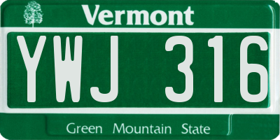 VT license plate YWJ316
