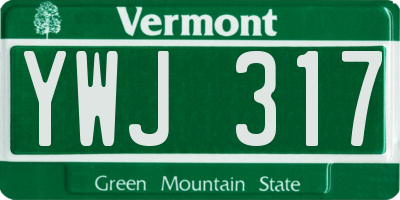 VT license plate YWJ317