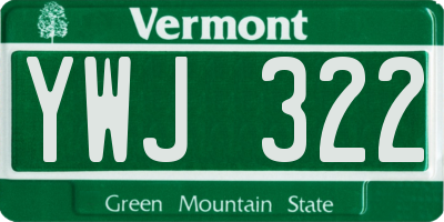 VT license plate YWJ322