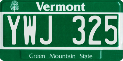 VT license plate YWJ325