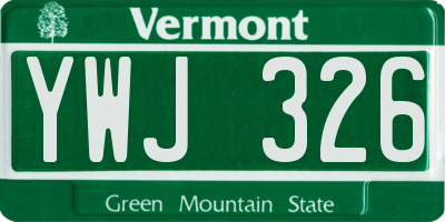 VT license plate YWJ326